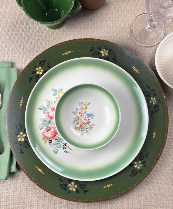 Taylor Smith Taylor Versatile Oven Proof Dinnerware Green Floral China