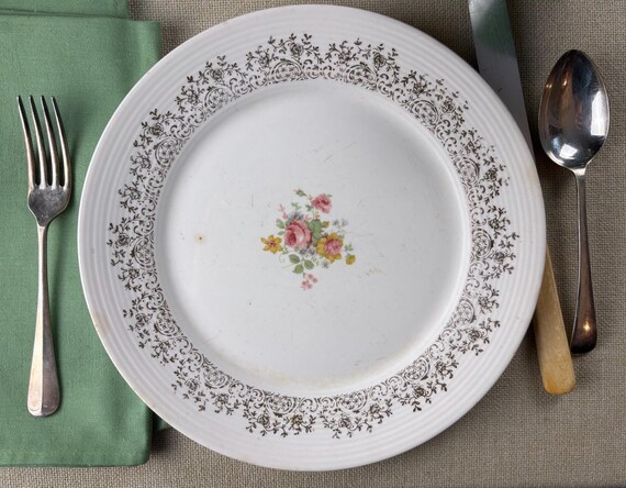 English Rose 10” inch Dinner Plate by Limoges America