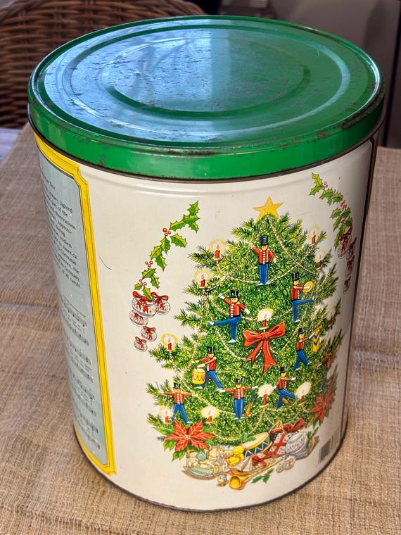 Vintage Collectible “O” Christmas Tree Storage Tin Canister