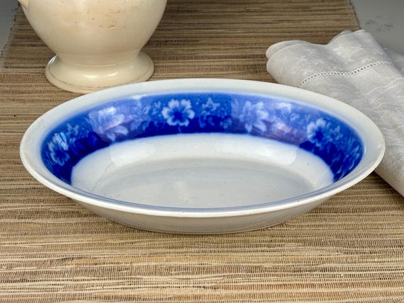 Oval Turin Bowl Flow Blue Victorian  Serving Bowl Johnson Brothers England