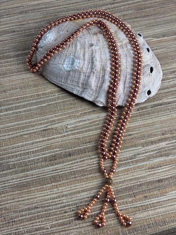 Faux Pink Pearl Beaded Necklace