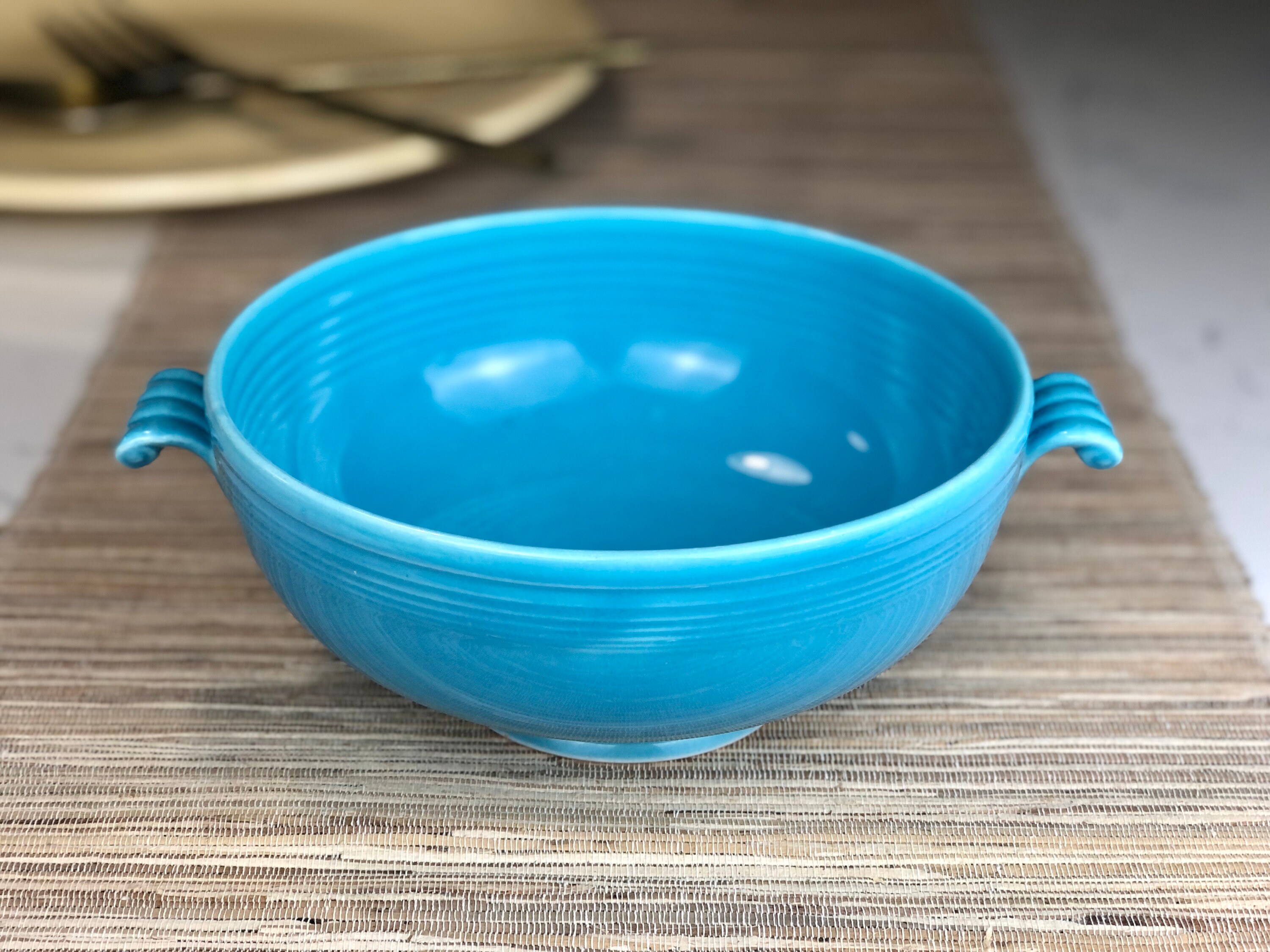 Fiesta Ware Turquoise Blue Casserole Dish/bowl Without Lid