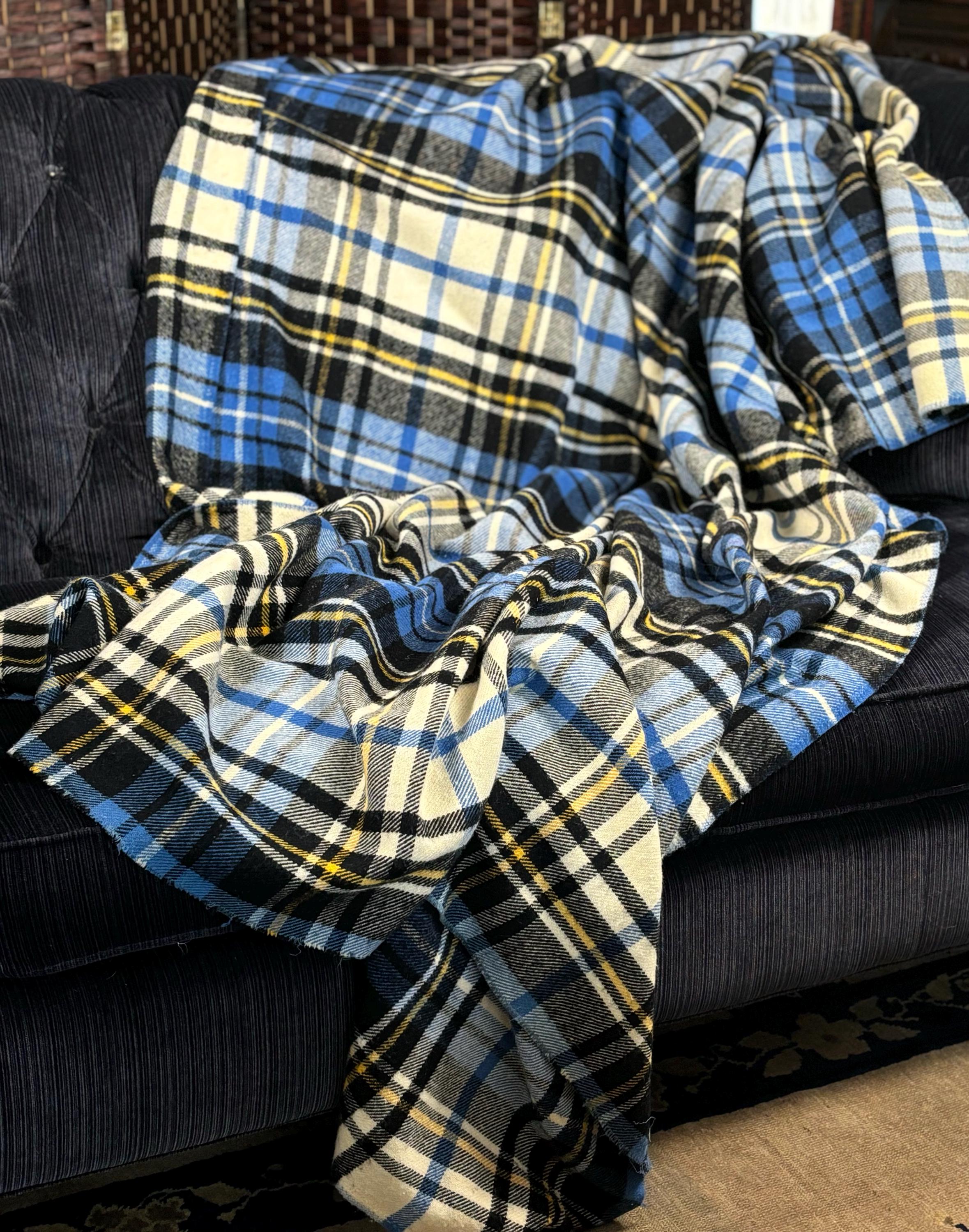 Yellow plaid throw blanket deals