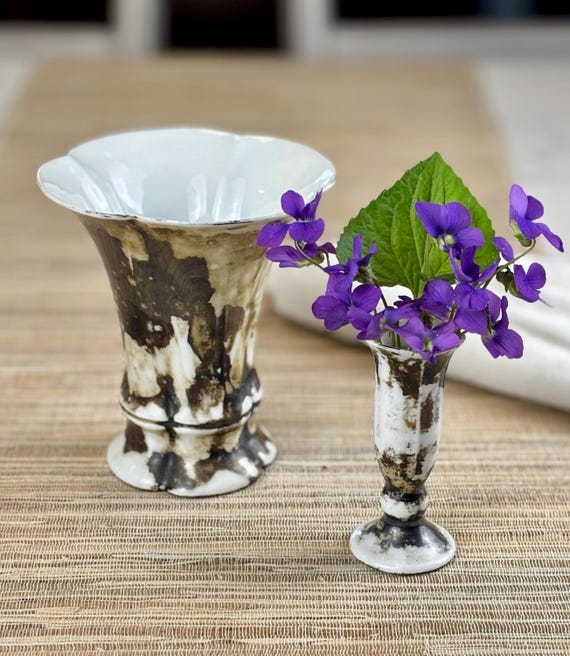 German Porcelain Lusterware Vases by Koenigszell (2)