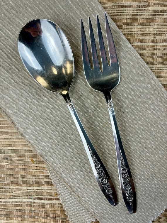 Primrose by WM Roger&Sons Silver-plate Serving Fork And Spoon