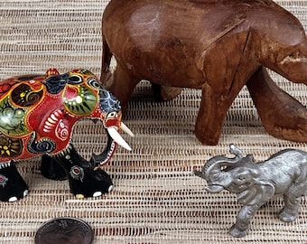 Vintage Small Elephant Figurines Collection (3)