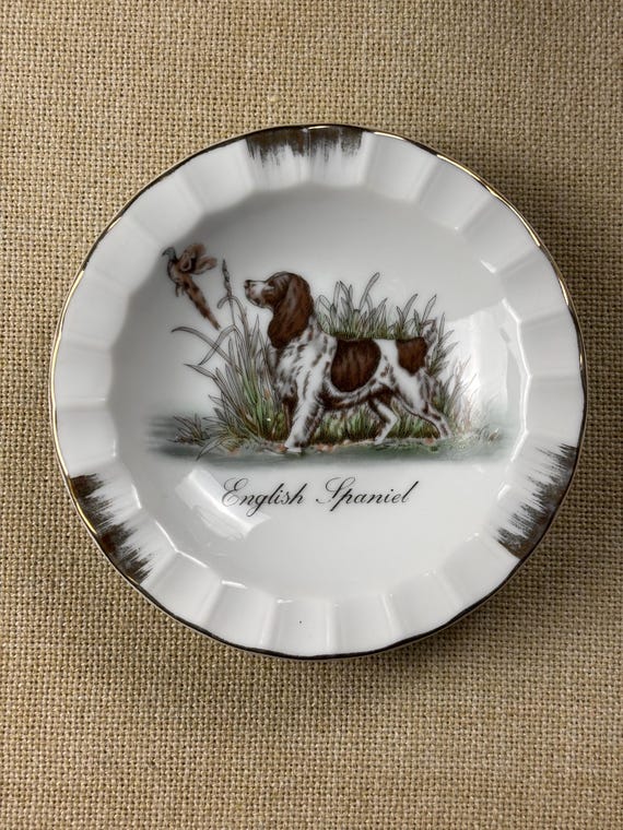 English Springer Spaniel Porcelain Dish Catch All Ring Dish