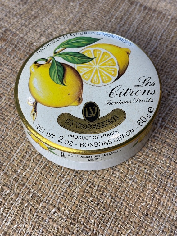 Vintage LesCitrons Lemon Drop Tin (contains No candy)