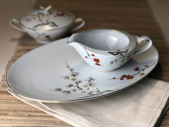 RC Japan Sakura Deco Fine Porcelain Chine Oval Platter Cherry