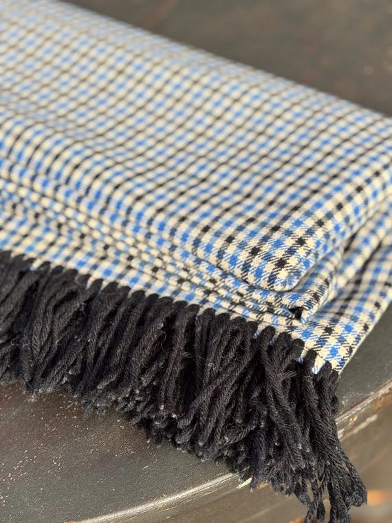 Wool Blend Check Plaid Wool Throw Wrap