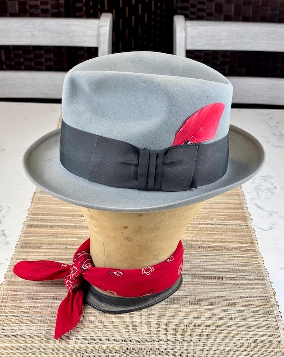 Knox New York Felted Gray Fedora Size 7.1/8 22” inches