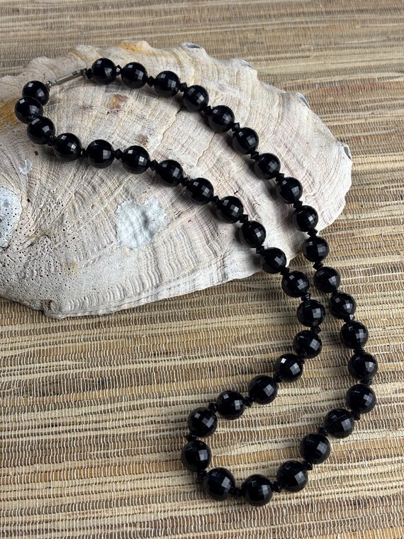 Faceted Plastic Black Bead Necklace