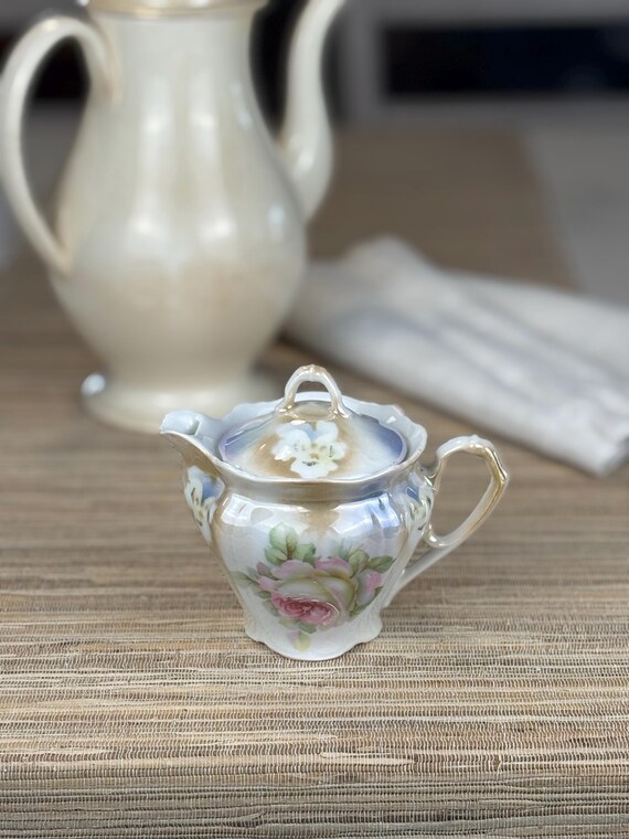Nuremberg Bavaria Jon Roth Hand Painter Floral Lusterware Creamer With Lid