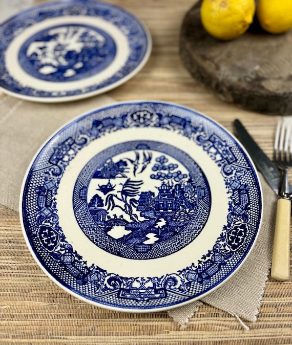 Willow Ware by Royal China 9”inch Dinner Plates (2)