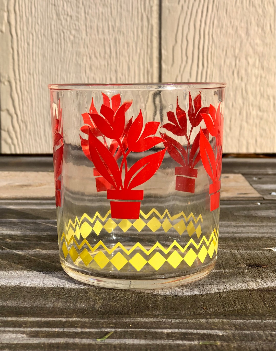 Anchor Hocking Floral Jelly Jar Glass Red Tulips Etsy