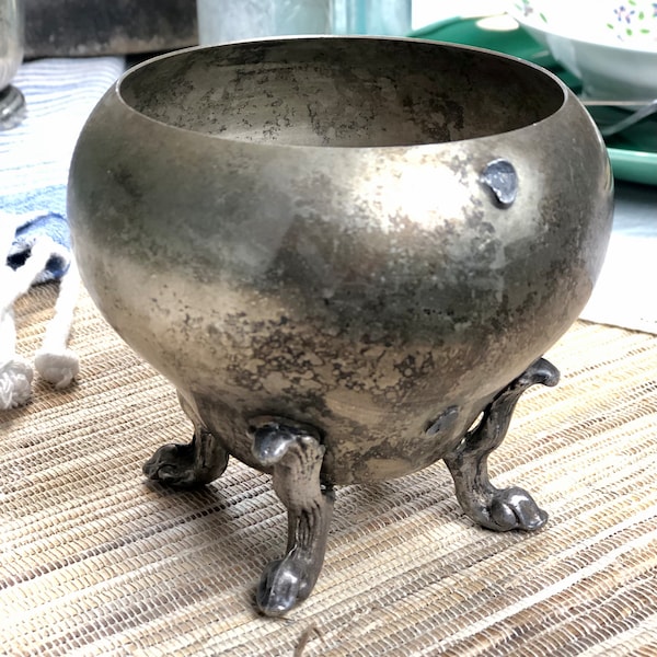 Footed Silver on Copper Sugar Bowl