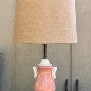 Peach Ceramic Urn and Brass Lamp