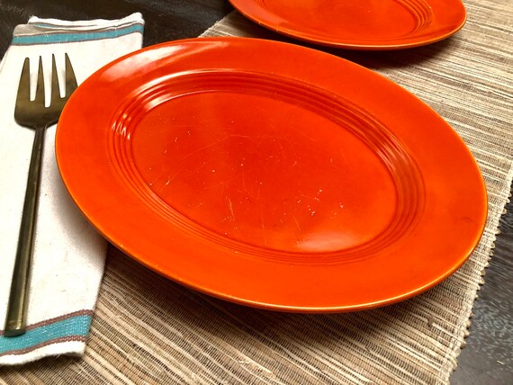 Harlequin Red/ Orange Oval Platter