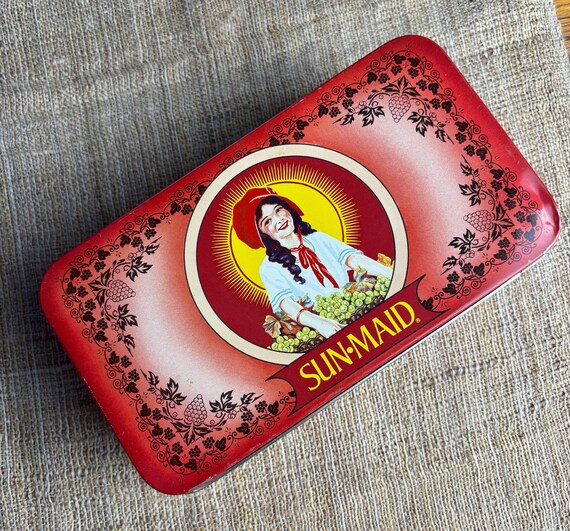 Vintage Sun Maid Raisins Metal Advertisement Tin
