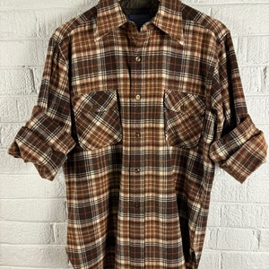 Pendleton 1960’s Brown Wool Plaid Shirt (L)