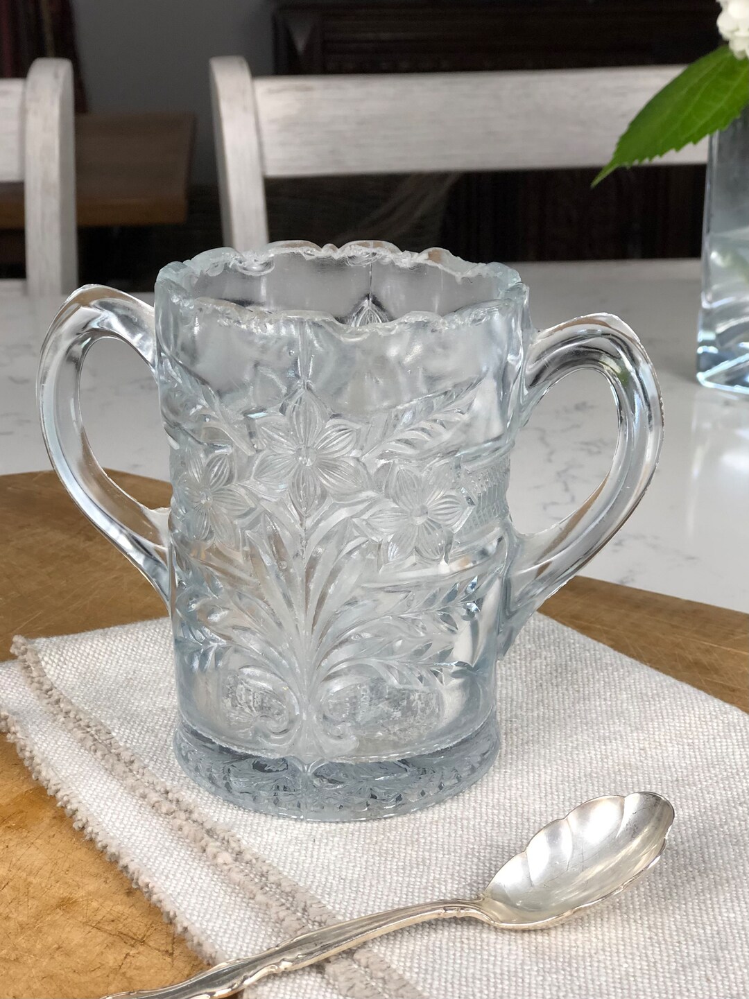 Celery Vase Spoon Holder Antique Glass Vase With Handles Etsy