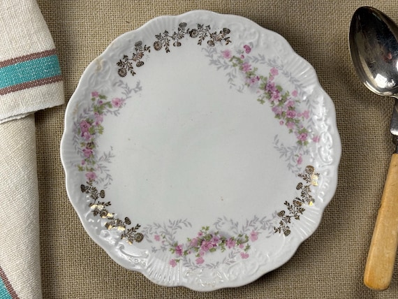 Decorative Plate by Owen China Co. 7.25”inch Rnd. Pink & Green Florals