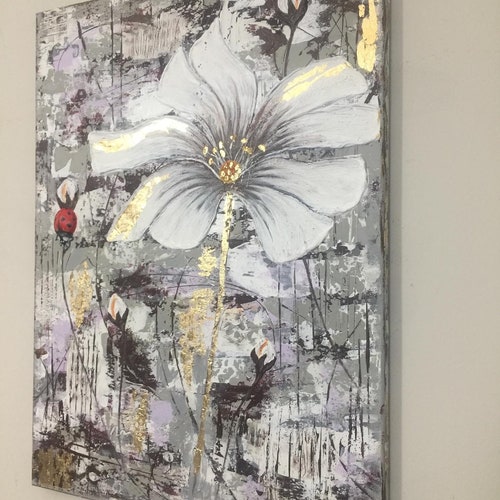 Abstract art painting shops on canvas original, Flower