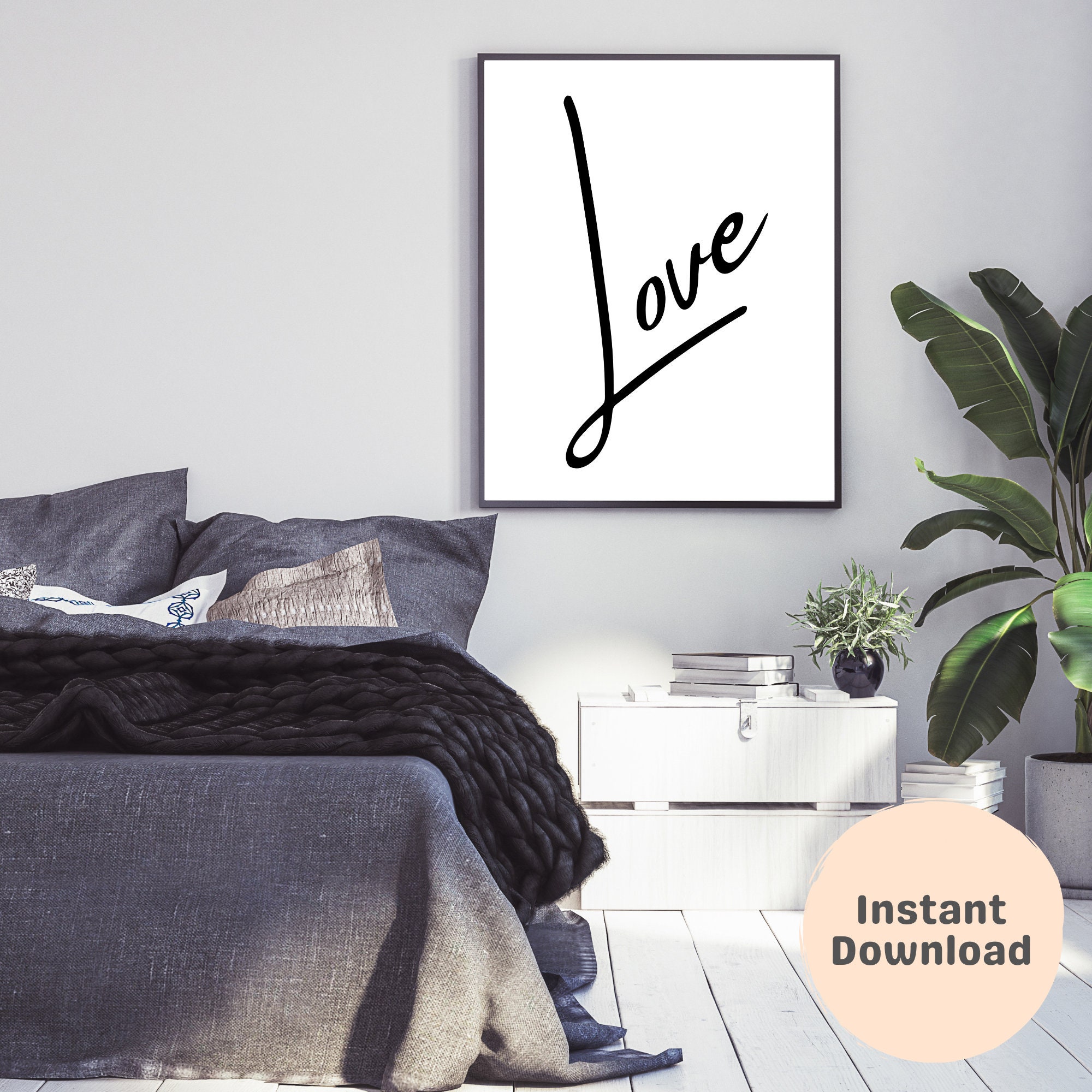 Love Printable Wall Art Romantic Decor Typography Wall Art | Etsy