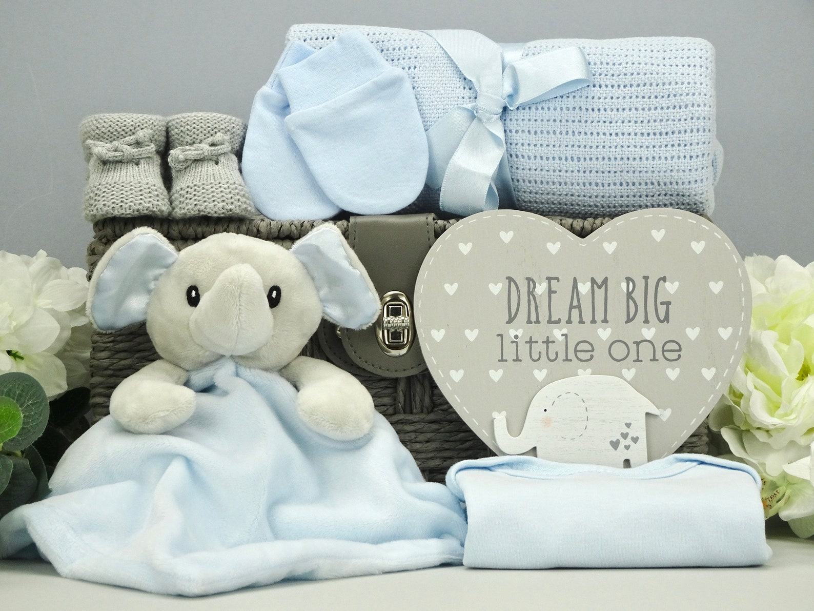 New Baby Boy Gift Hamper Blue & Grey Elephant Gift Set Etsy