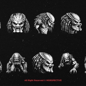 Predator Face Graphics 10 Bundle Dark Art Monster Predator Aliens Face Head Scary Horror ...