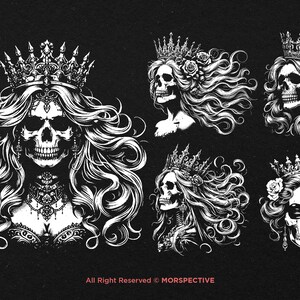 10 Bundle Dark Art Skull Queens Girl Lady Rose and Crown Grunge Vintage ...