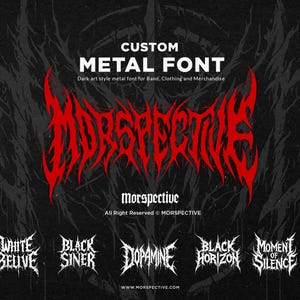 Logotipo de letra de fonte personalizada para metal e black metal underground, heavy metal, death metal, hardcore, rock, texto personalizado para roupas de merchandising
