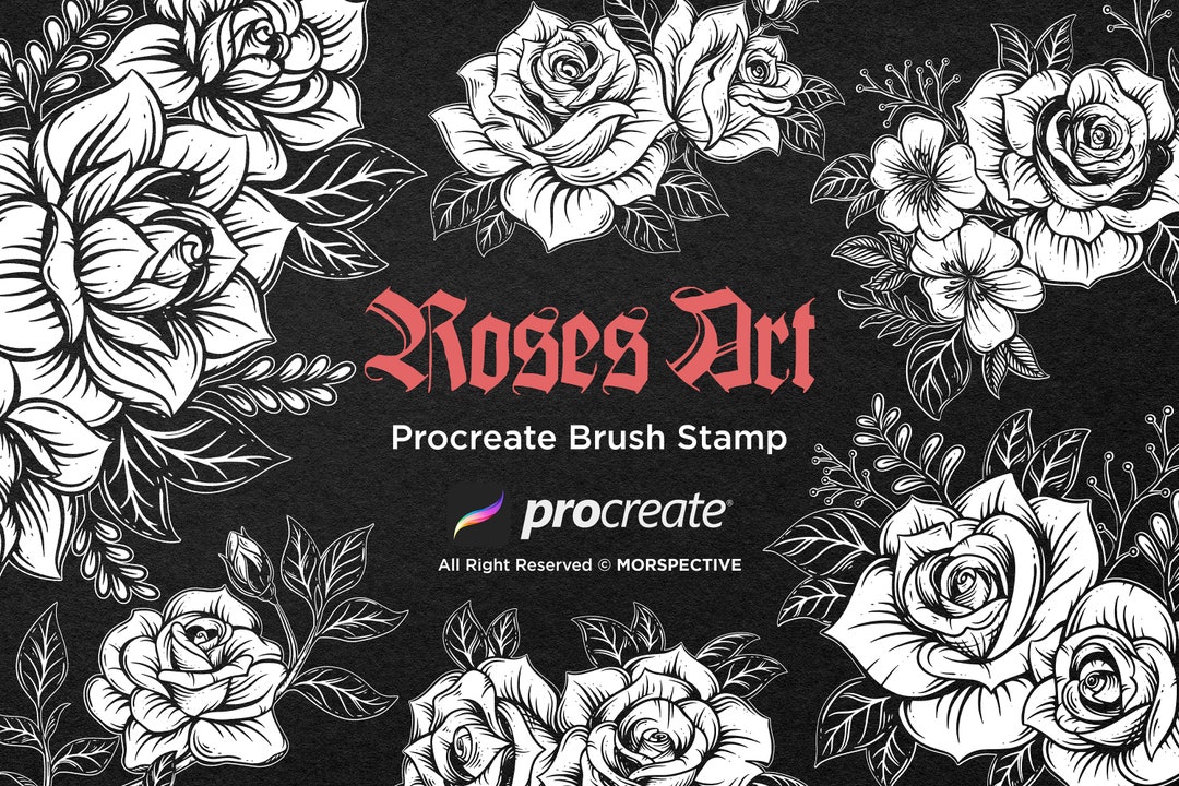 15 Roses Flower Tattoo Floral Skull Dark Artworks Design Procreate ...