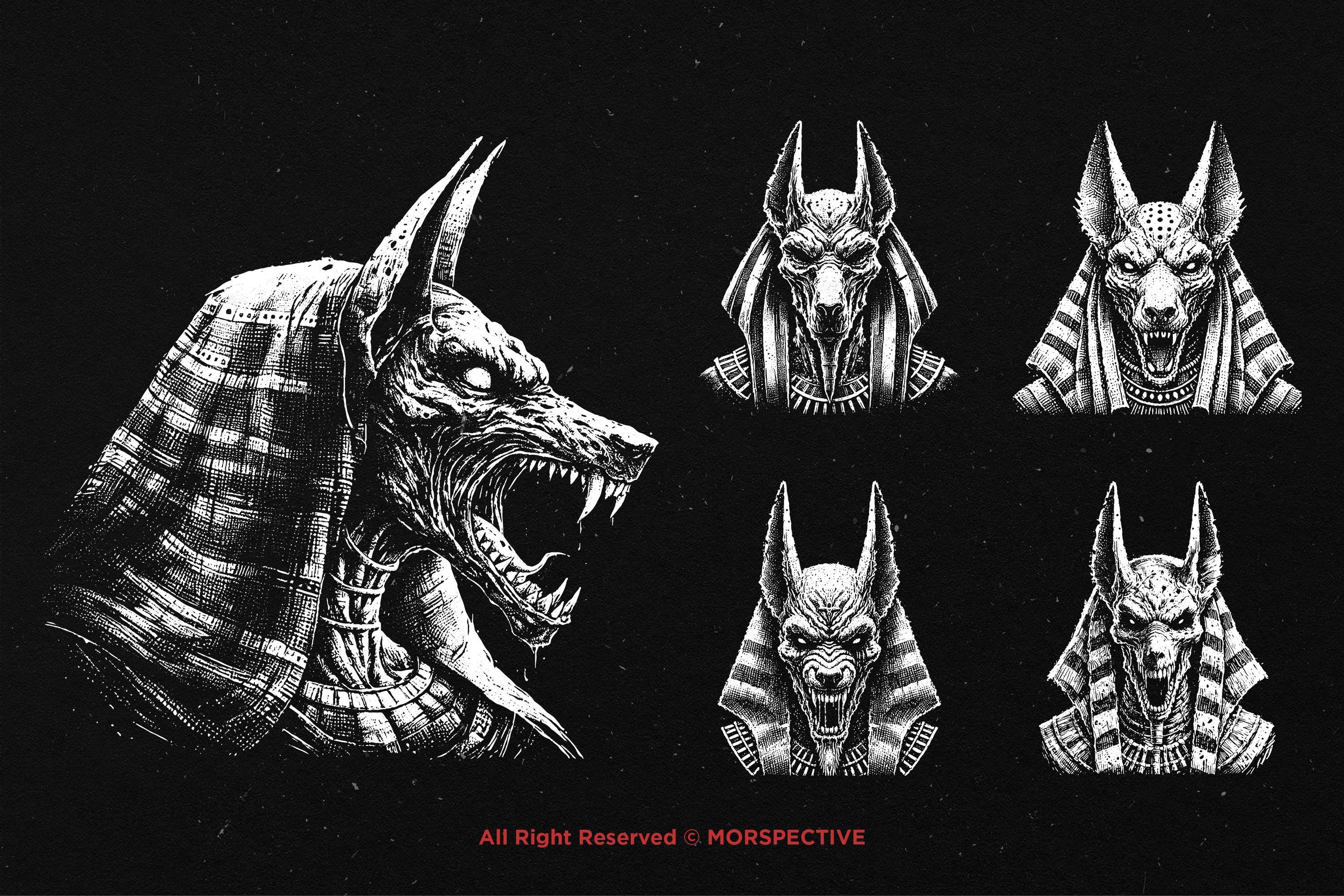10 Bundle Dark Art Egypt Anubis Ancient Gods of Egypt Mythology Tattoo ...