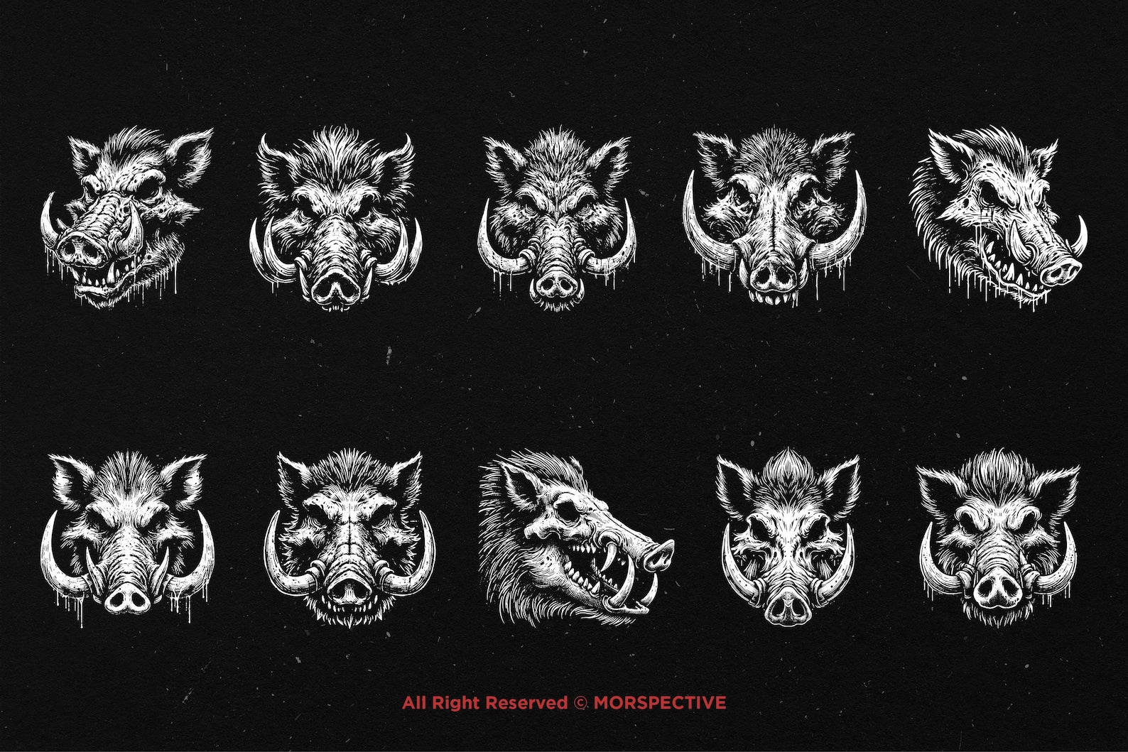 Hog Rider Vector File 10 Bundle Dark Art Wild Boar Hog Pig Jungle Wild Beast Animal Tattoo ...