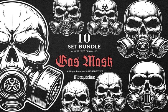 10 Bundle Dark Art Skull Skeleton Head Use Gas Mask Black and