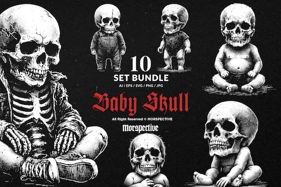 10 Bundle Dark Art Baby Skull Kids Devil Child Death Head Hand