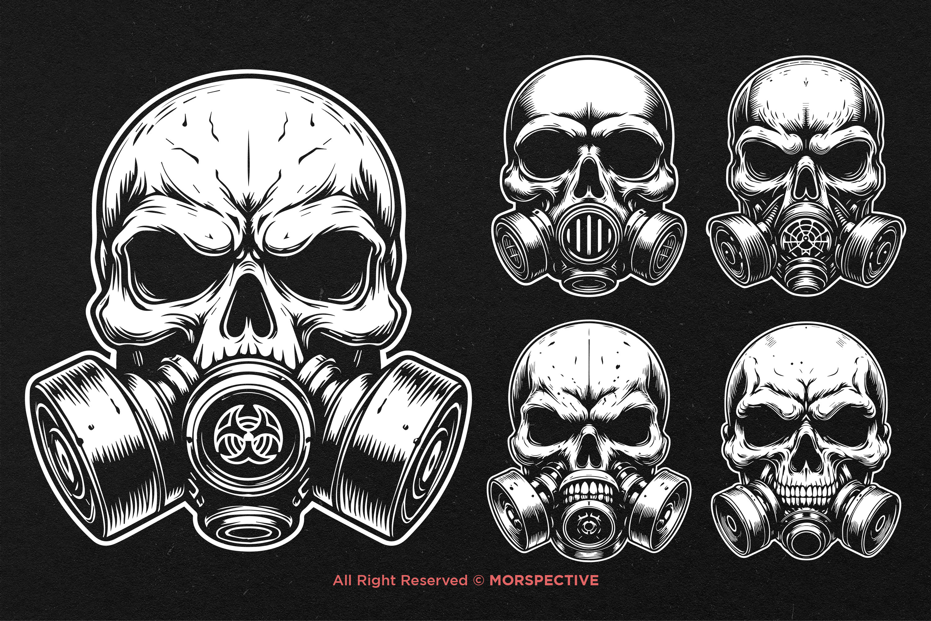 10 Bundle Dark Art Skull Skeleton Head Use Gas Mask Black and