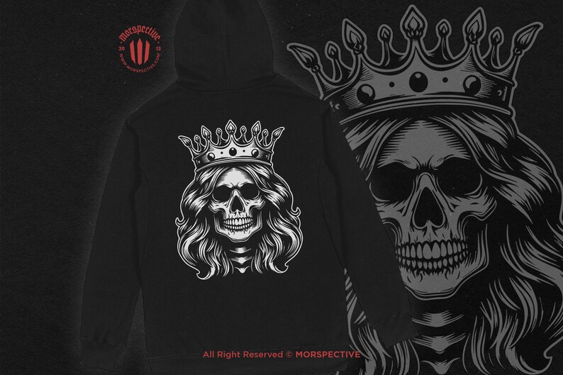 10 Bundle Dark Art Scary Skull Queen Head Use Crown Black and White ...