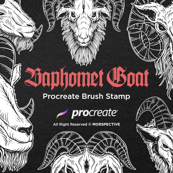 15 Dark Baphomet Head Occult Demon Goat animal Satanic Tattoo Dark Artworks | Tattoo Stamps | Procreate Brush Stamp | Brushes Digital iPad