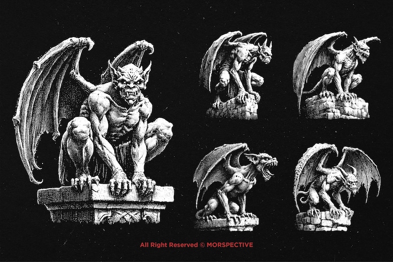 10 Bundle Dark Art Gargoyle Statue Gothic Horror Demon Diablo Tattoo ...