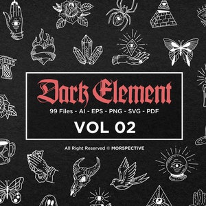 99 Dark Element Magical Celestial Element Dark Holly Doodle esoteric spiritual occultism vintage line hand drawn Clipart Vector illustration