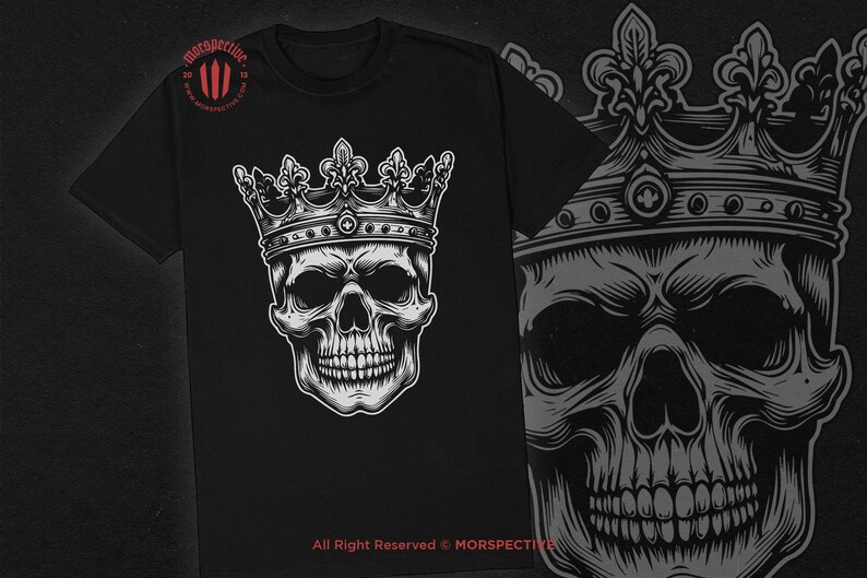 10 Bundle Dark Art Skull Head King Crown Black and White Illustration ...