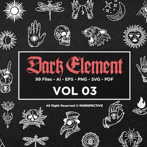 99 Dark Element Art Mystical Esoteric Symbols Celestial Floral Witchy Witchcraft mystic Tattoo Skull SVG Skull Clipart Vector illustration
