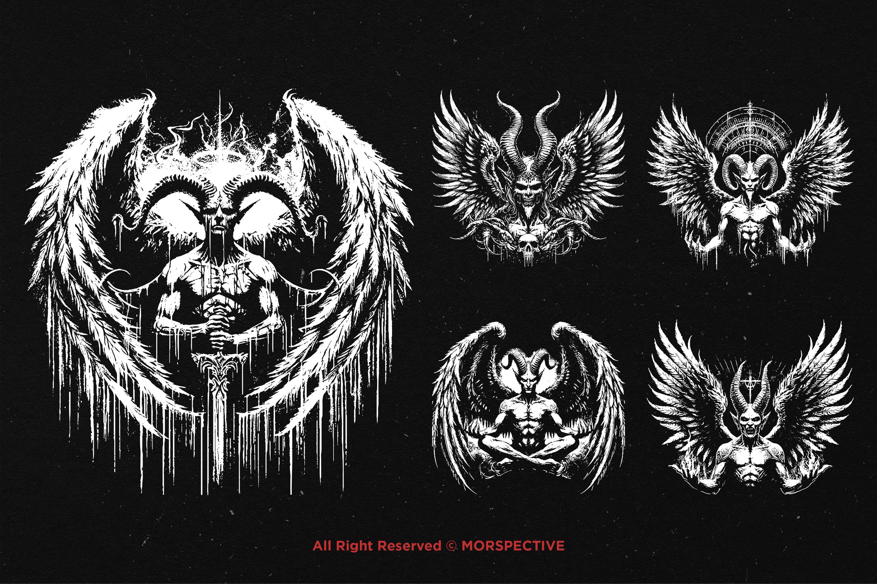 10 Bundle Dark Art Lucifer Fallen Angel Demon Wings Gothic Satanic