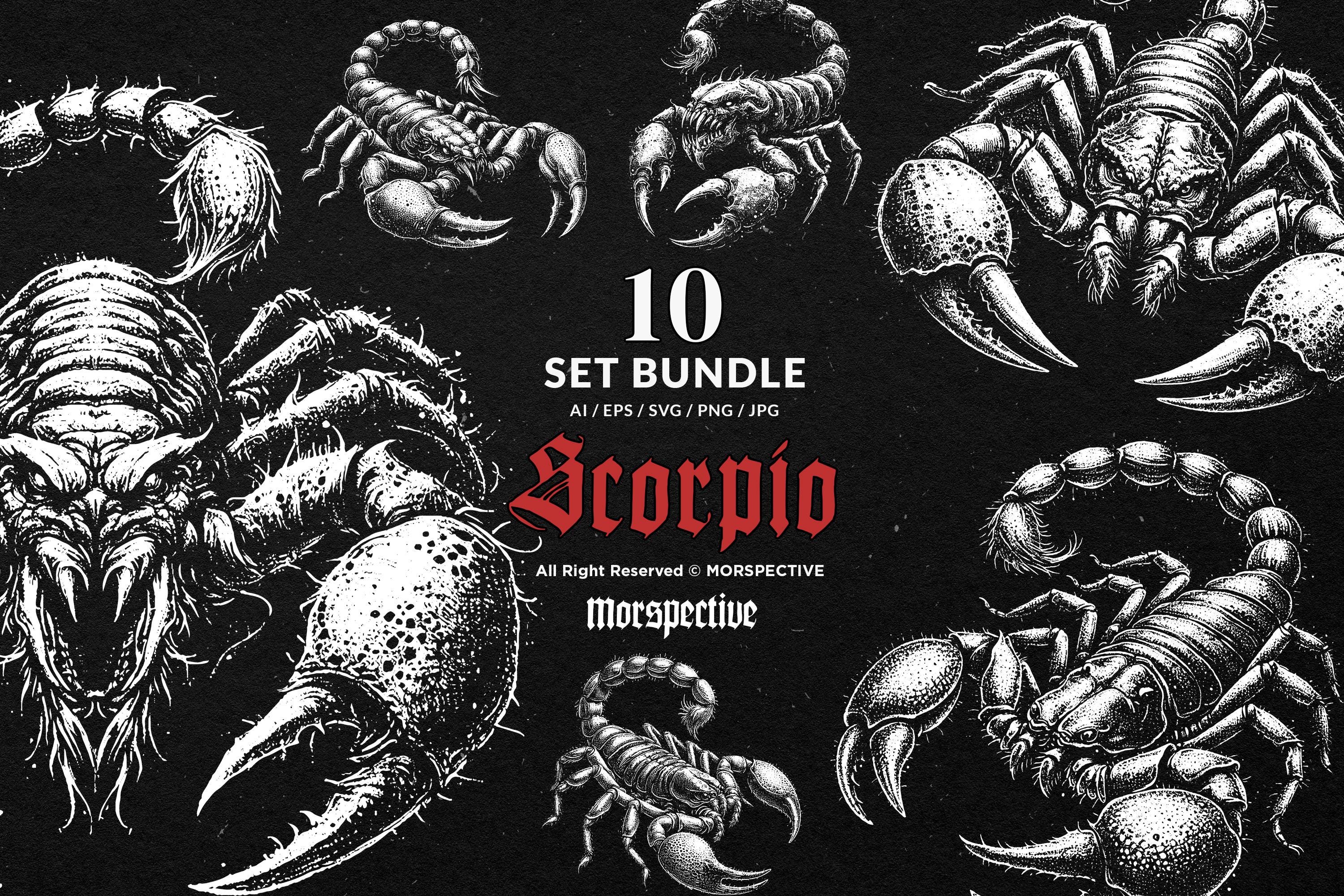10 Bundle Dark Art Scorpio Gothic Scorpion Horror Zodiac Tattoo