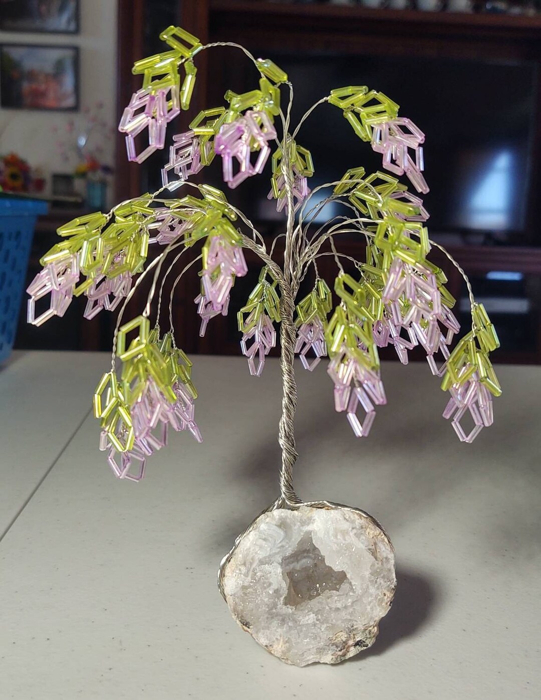 French Beaded Mini Wisteria Tree on a Snowball Geode - Etsy