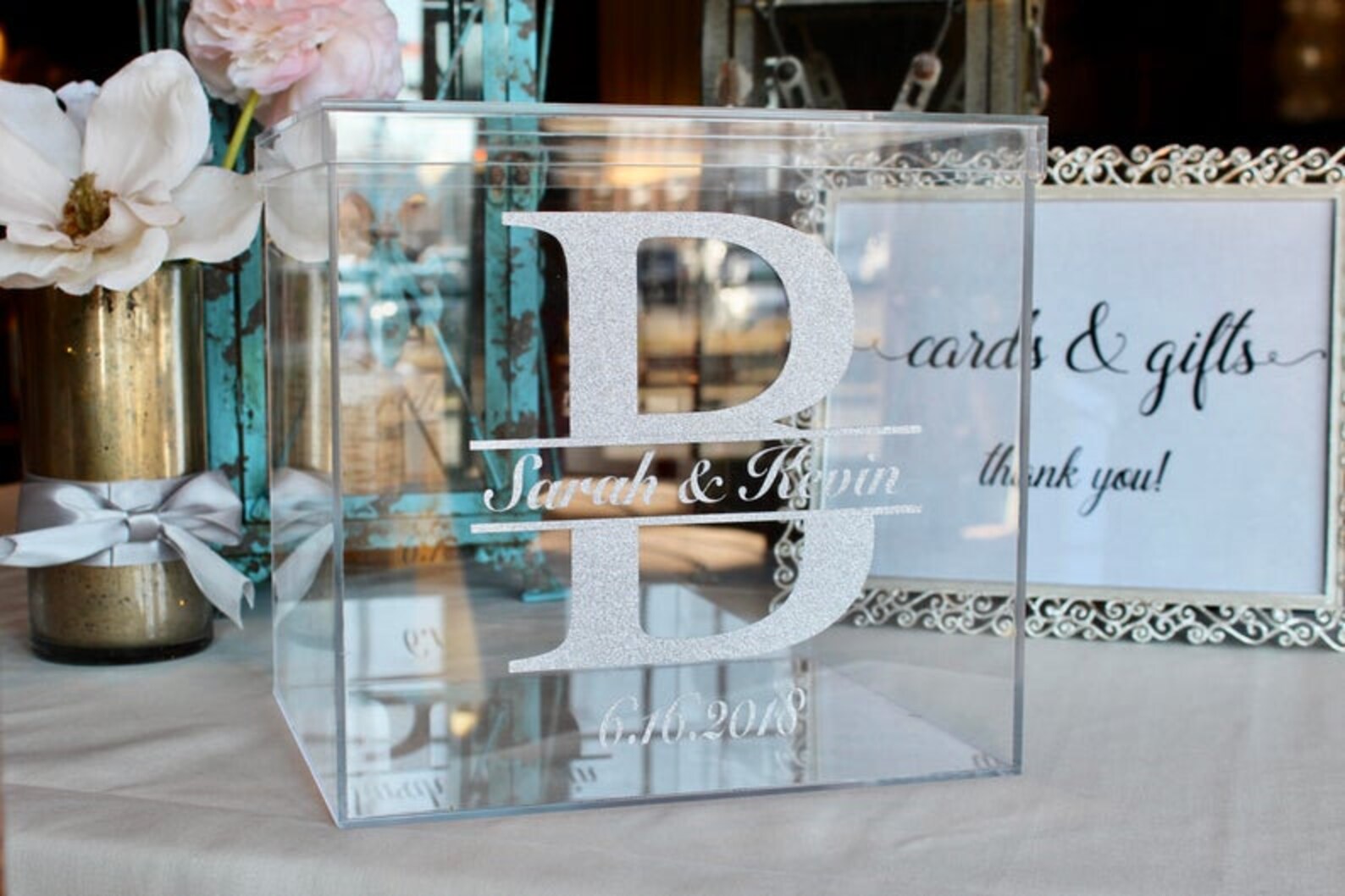 Personalized Acrylic Card Box Personalized Wedding Card Box Etsy