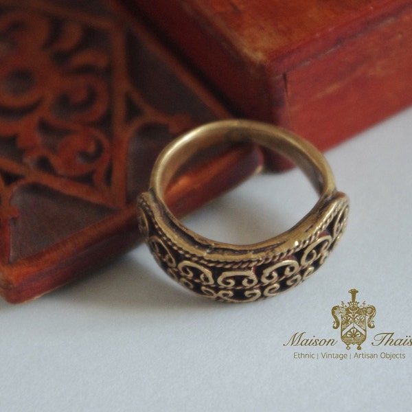 MYSTERE VIKING ? vieille bague, fait main, laiton, filigrane, nomade, celtique, réplique de musée, bague ethnique, unisexe, boho, bali