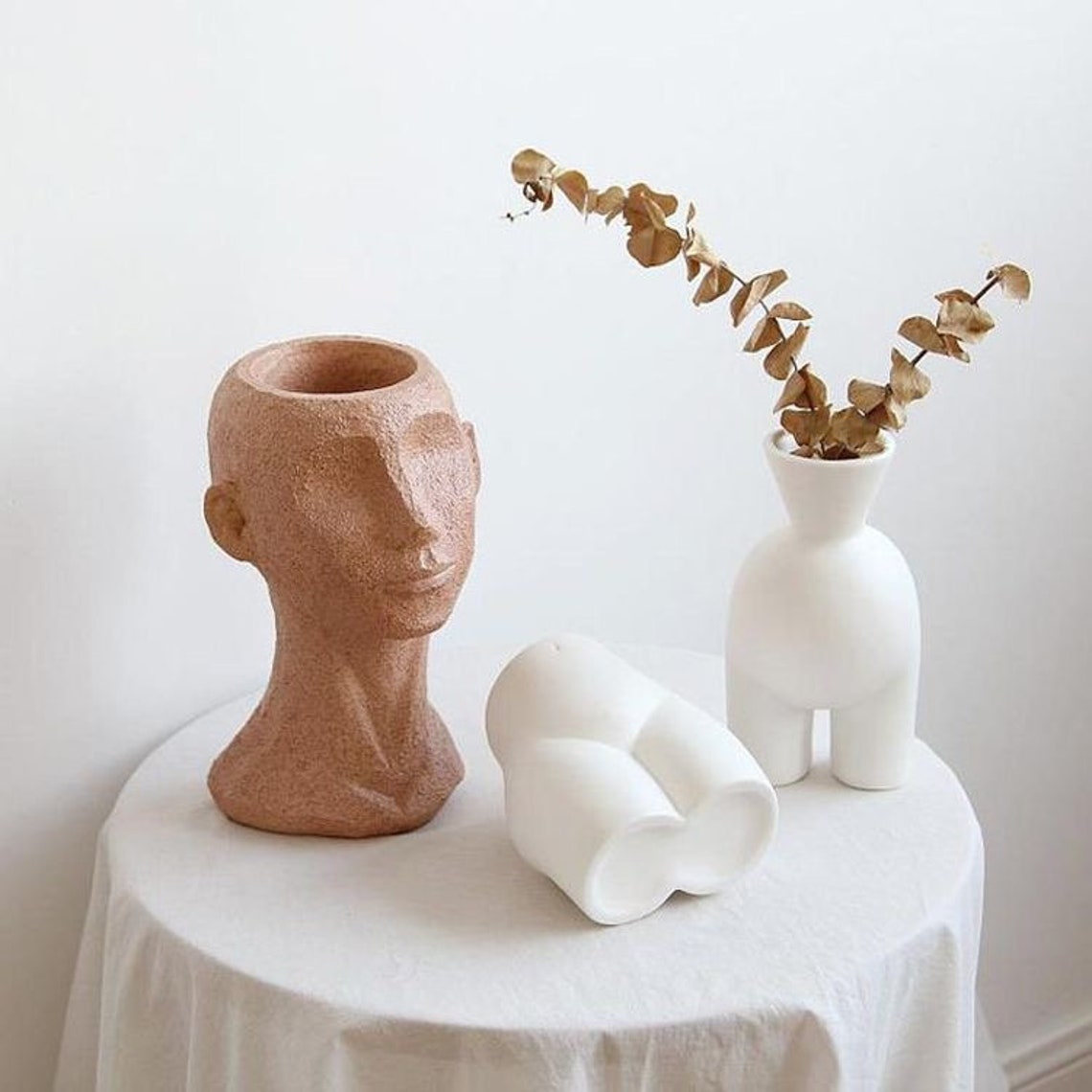 Human Head Sculpture Vase Etsy